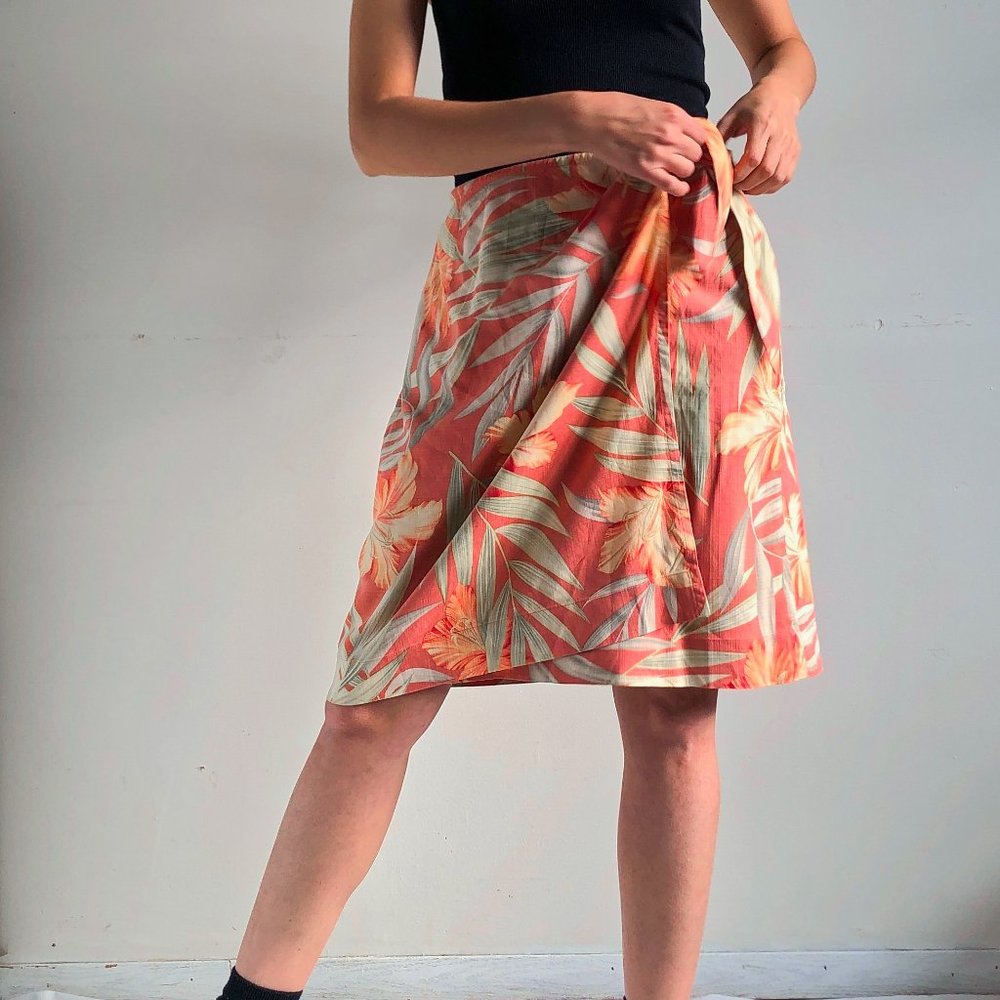 vintage silk floral wrap skirt